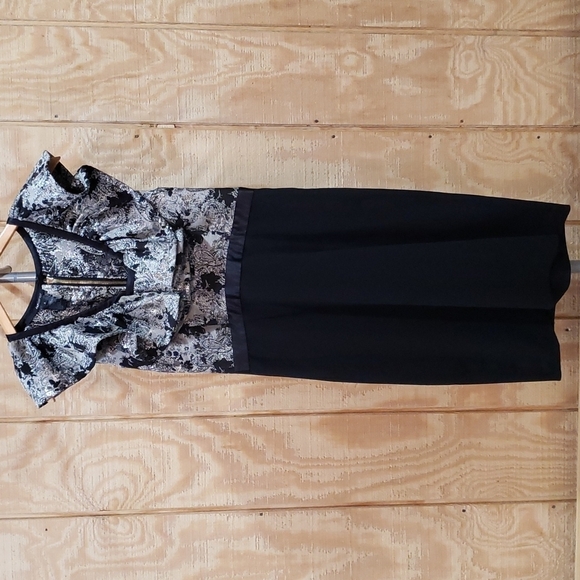 Jay Godfrey Black Silver Ruffle Collar Sleeveless Dress Size 6 - Picture 1 of 8